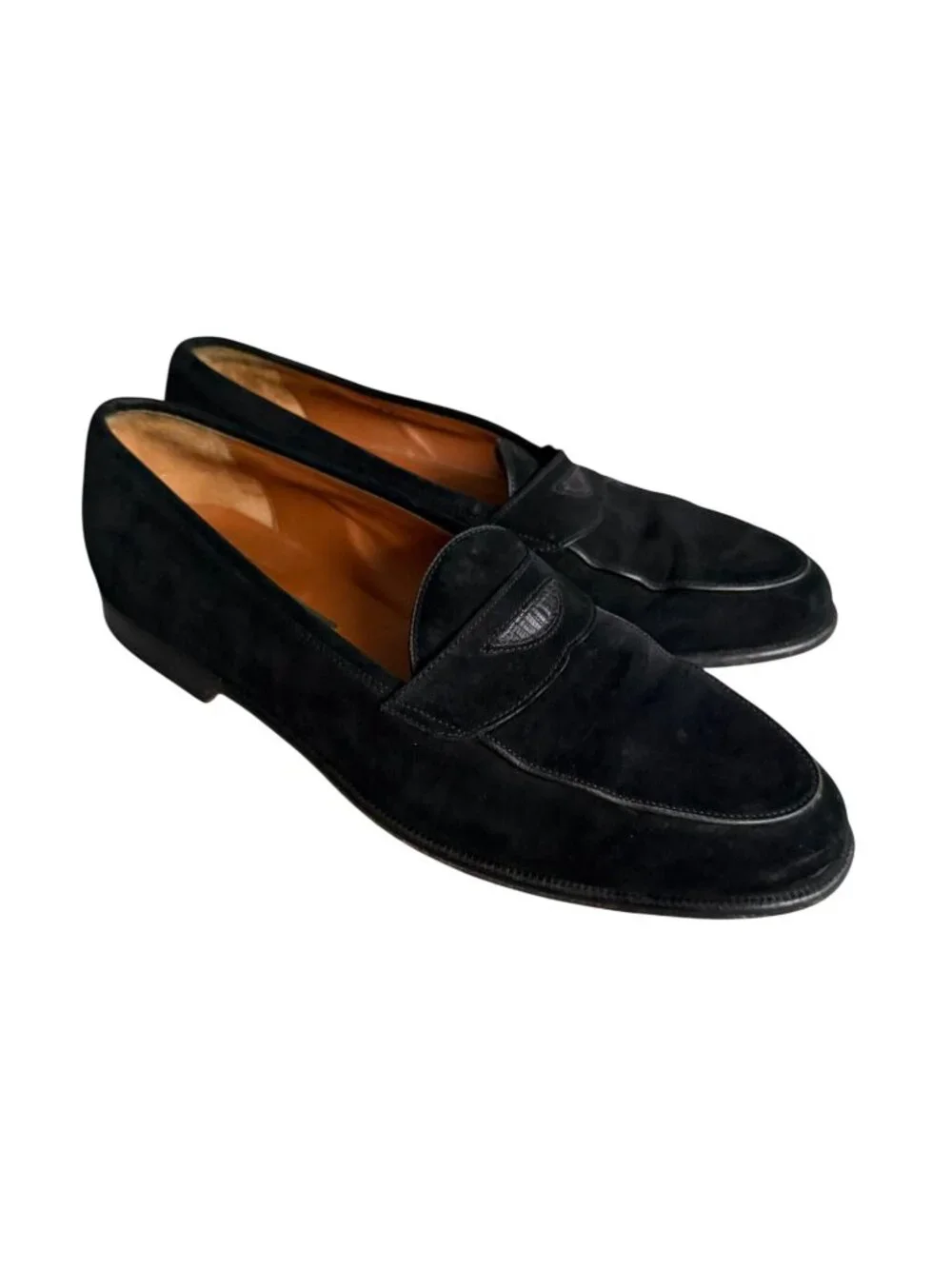 PAKERSON For Botticelli Vintage Mens Black Suede Dress Loafers Shoes Size 12